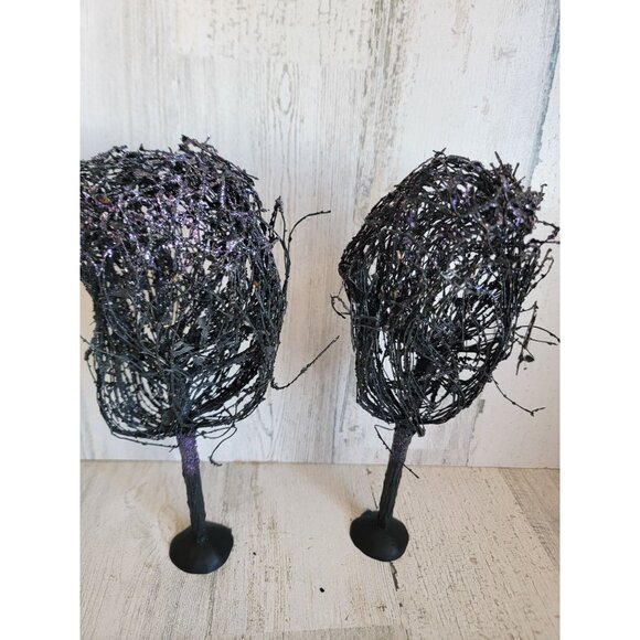 Dept 56 glitter tree black Halloween village accessory set scary - Picture 4 of 8